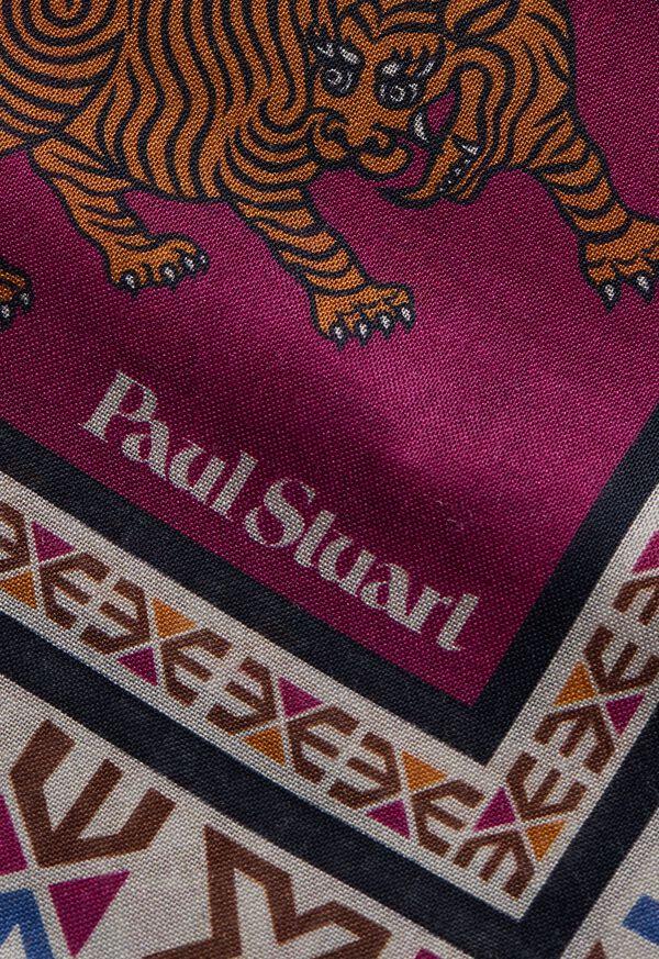 Paul Stuart Wool & Silk Tiger Print Pocket Square
