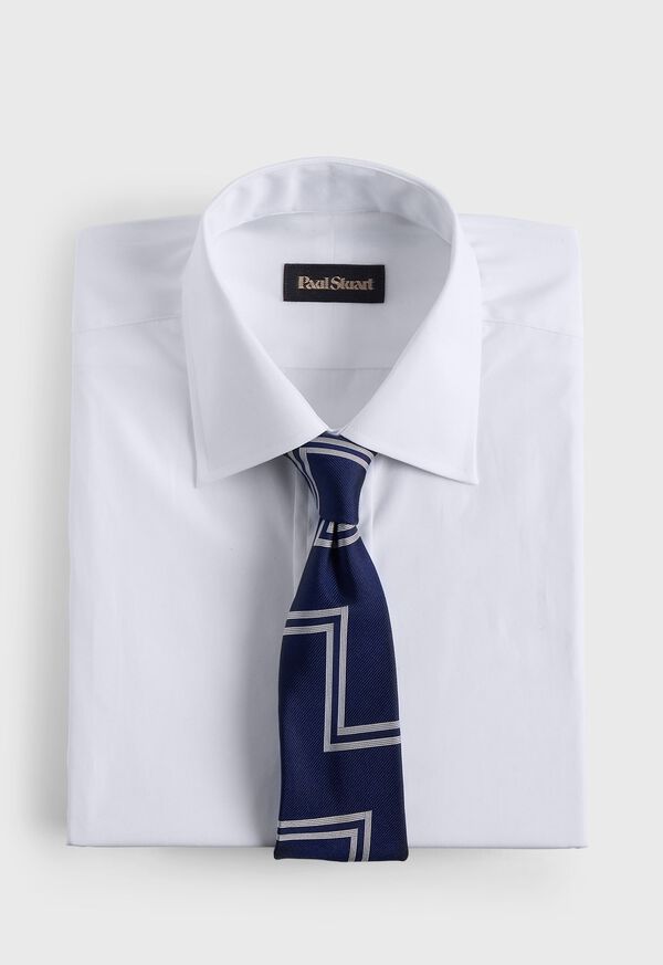 Paul Stuart Woven Silk Deco Zig Zag Tie
