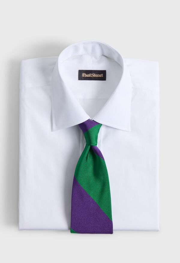 Paul Stuart Woven Silk Two Color Bar Stripe Tie