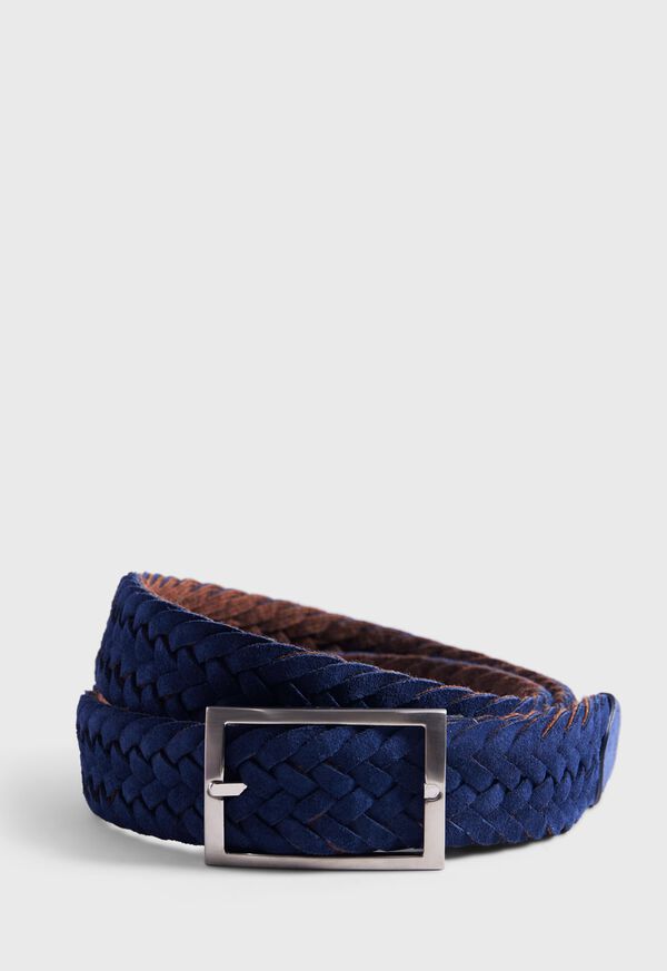 Paul Stuart Woven Suede And Wool Reversible Belt