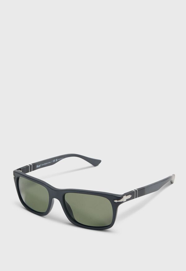 Paul Stuart Persol® Black Sunglasses With Green Lens