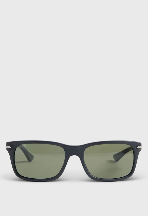 paul stuart Persol® Black Sunglasses with Green Lens