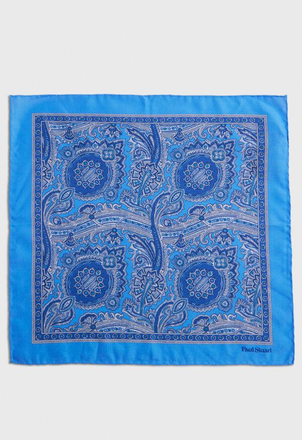 Paul Stuart Printed Habotai Silk Paisley Pocket Square