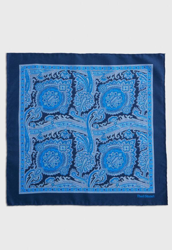 Paul Stuart Printed Habotai Silk Paisley Pocket Square
