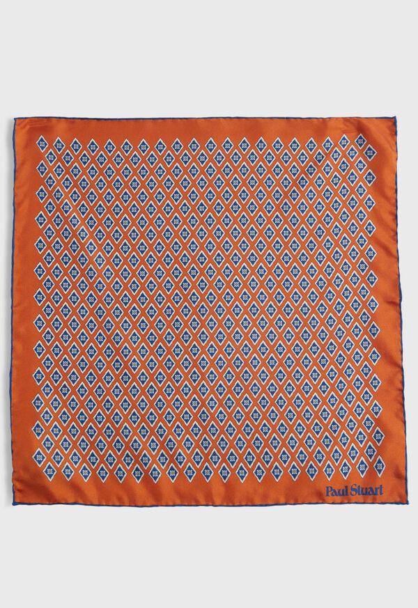 Paul Stuart Printed Silk Diamond Motif Pocket Square