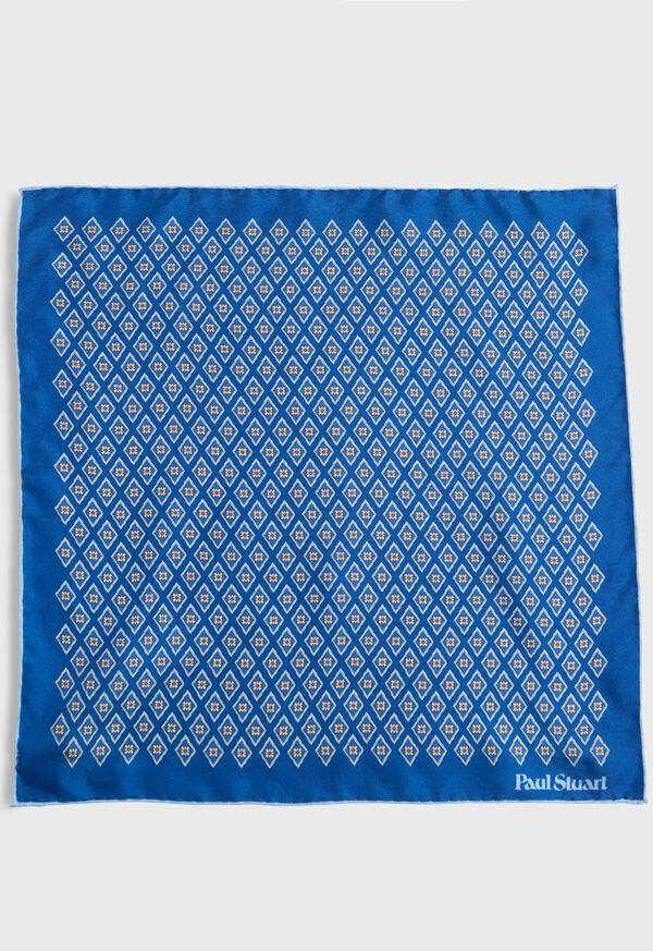 Paul Stuart Printed Silk Diamond Motif Pocket Square