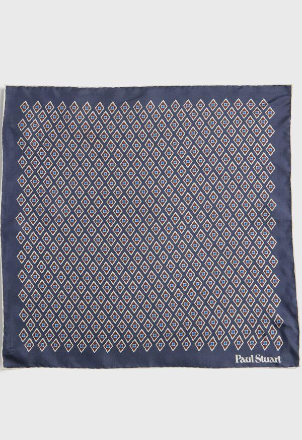 Paul Stuart Printed Silk Diamond Motif Pocket Square