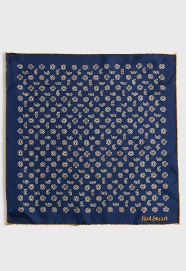 Paul Stuart Printed Silk Tossed Medallion Pocket Square