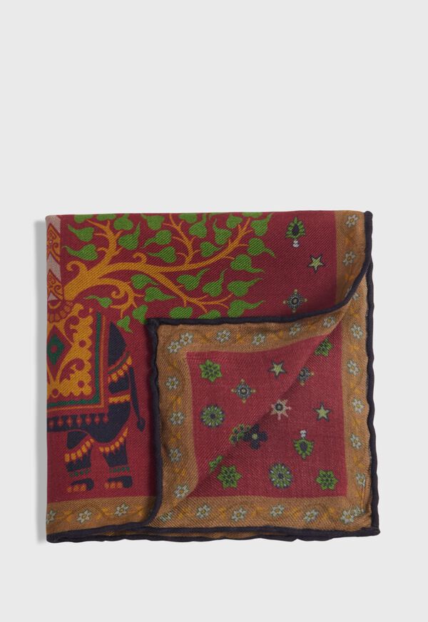 paul stuart Printed Tree and Elephant Pocket Square