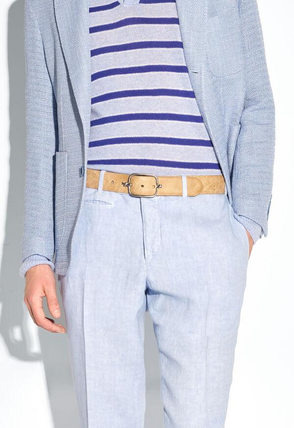 Paul Stuart Textured Leather Belt With Silver Buckle