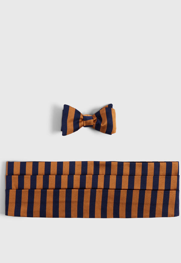 paul stuart Two-Tone Striped Bow Tie and Cummerbund Set