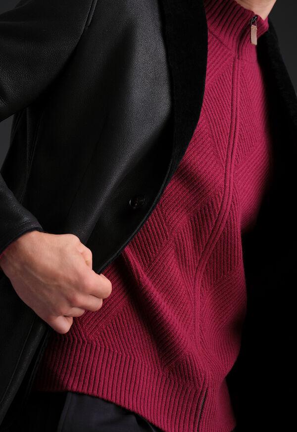 Paul Stuart Wool And Cashmere Zip Jacquard Cardigan