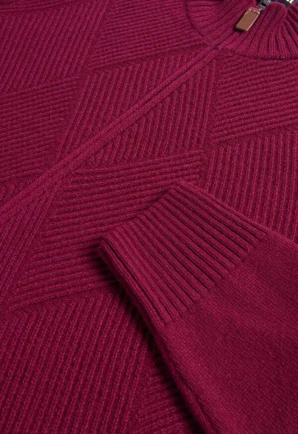 Paul Stuart Wool And Cashmere Zip Jacquard Cardigan