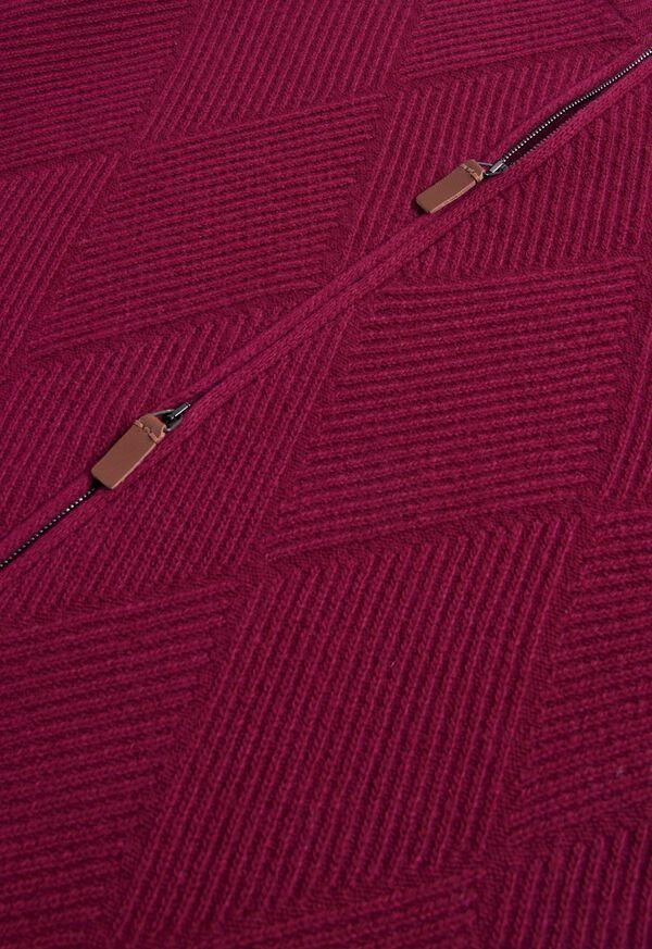 Paul Stuart Wool And Cashmere Zip Jacquard Cardigan