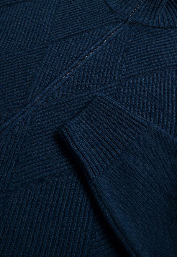 Paul Stuart Wool And Cashmere Zip Jacquard Cardigan