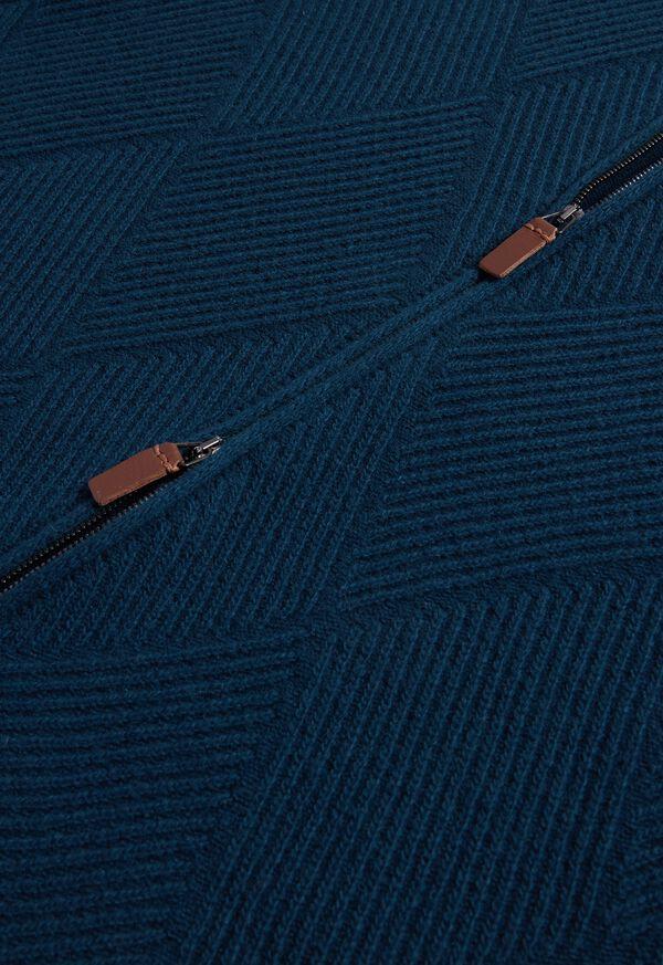 Paul Stuart Wool And Cashmere Zip Jacquard Cardigan