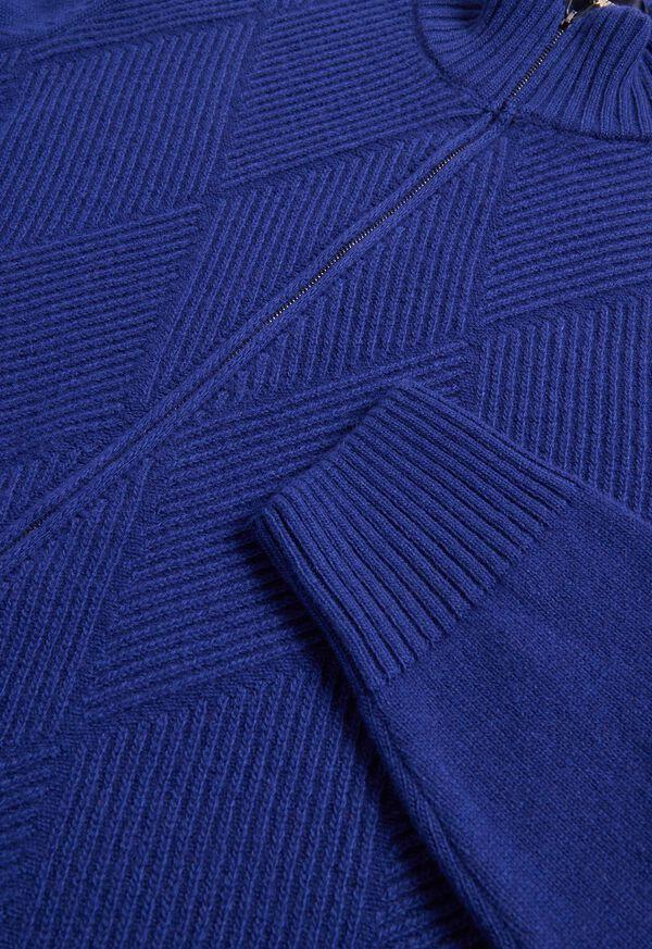 Paul Stuart Wool And Cashmere Zip Jacquard Cardigan