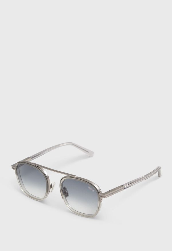 Paul Stuart Zegna Shiny Metal With Gradient Smoke Lens