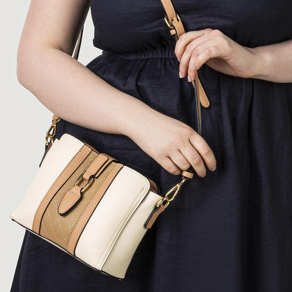 Pavers Adjustable Buckled Cross-Body Bag - Beige Multi