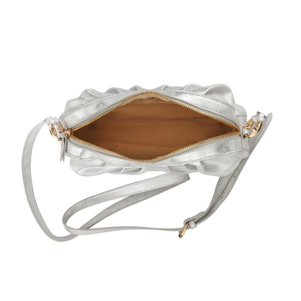 pavers Adjustable Slouched Crossbody Bag - White-Silver