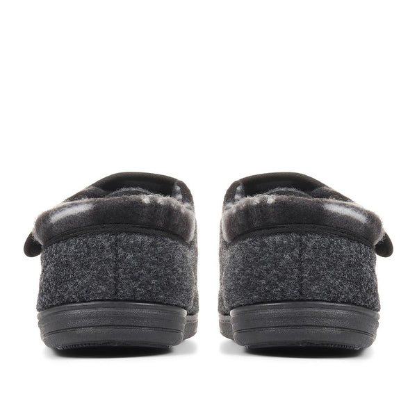 Pavers Anti-Bacterial Touch-Fasten Slippers - Charcoal