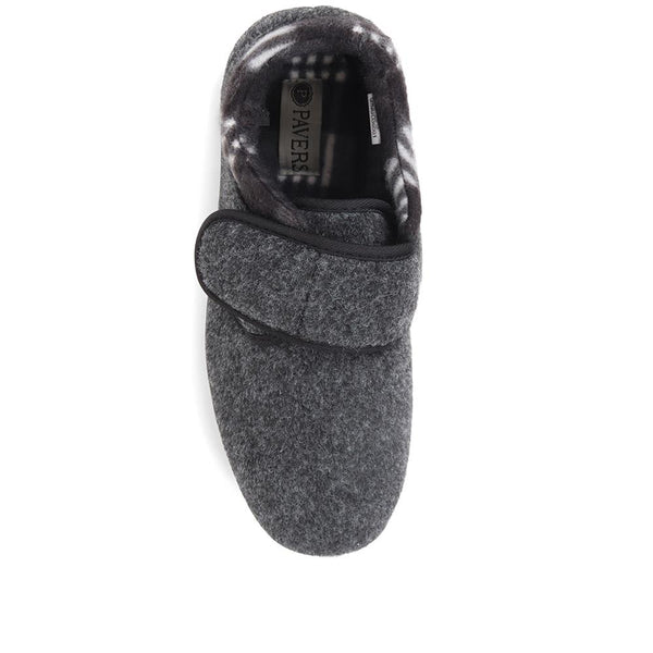 Pavers Anti-Bacterial Touch-Fasten Slippers - Charcoal