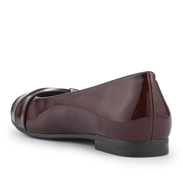 Pavers Bow-Detailed Heeled Ballet Pumps - Burgundy Patent