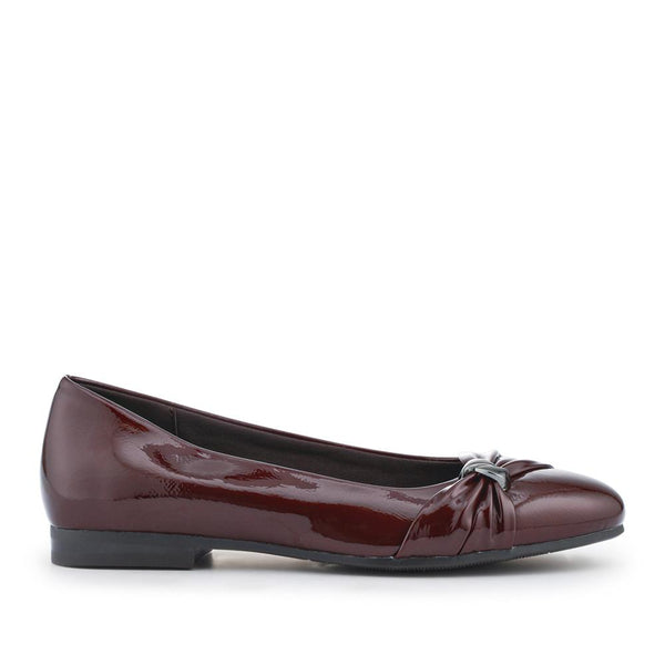 pavers Bow-Detailed Heeled Ballet Pumps - Burgundy Patent