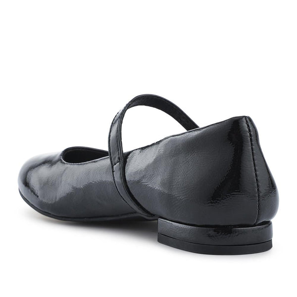 Pavers Buckle Fastening Mary Jane Ballet Pumps - Black Patent