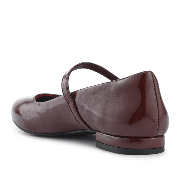 Pavers Buckle Fastening Mary Jane Ballet Pumps - Burgundy Patent