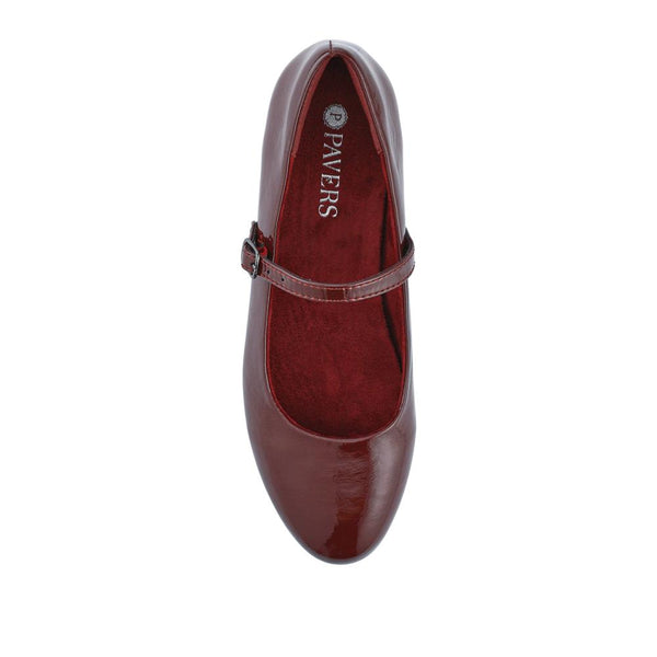 Pavers Buckle Fastening Mary Jane Ballet Pumps - Burgundy Patent