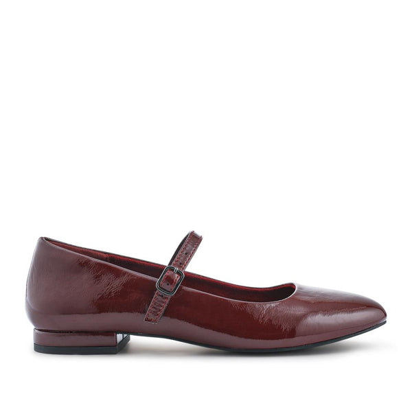 pavers Buckle Fastening Mary Jane Ballet Pumps - Burgundy Patent