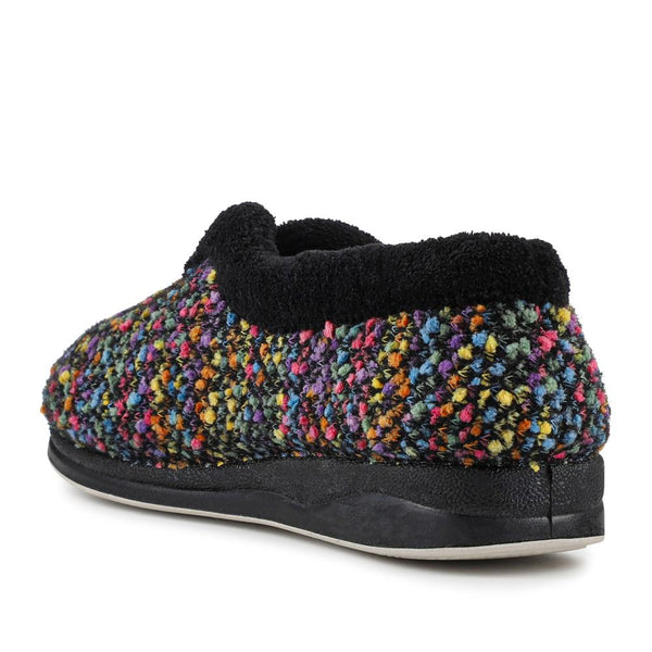 Pavers Cosy Wide Fit Memory Foam Slippers - Black Multi