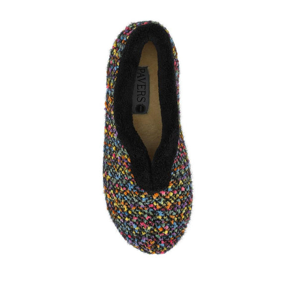 Pavers Cosy Wide Fit Memory Foam Slippers - Black Multi