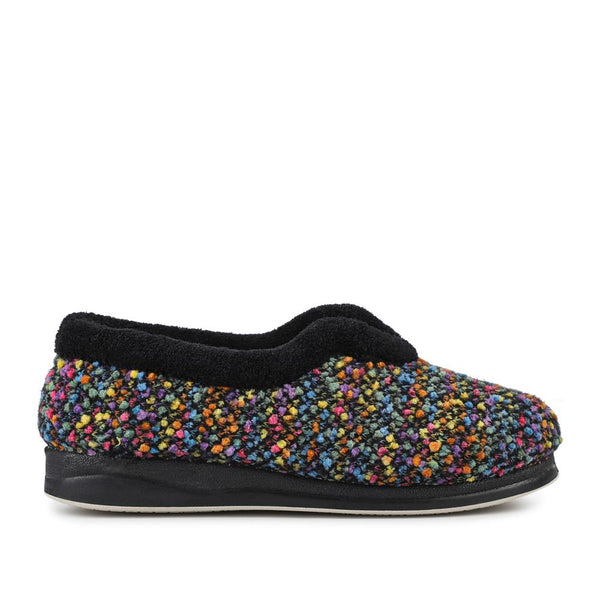 pavers Cosy Wide Fit Memory Foam Slippers - Black Multi