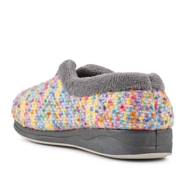 Pavers Cosy Wide Fit Memory Foam Slippers - Grey Multi
