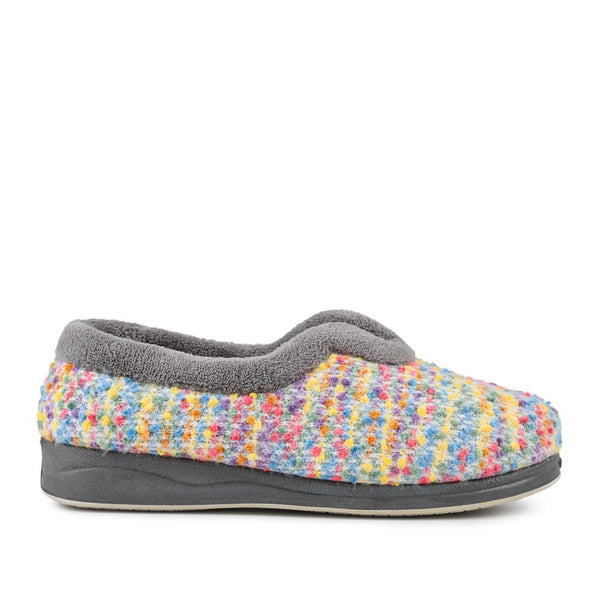 pavers Cosy Wide Fit Memory Foam Slippers - Grey Multi