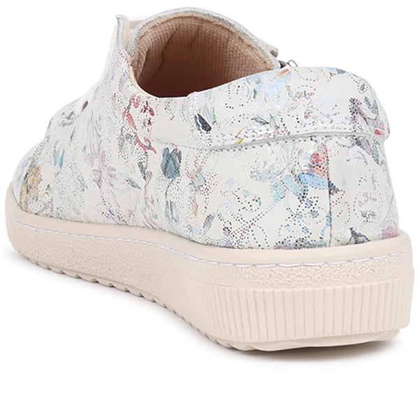 Pavers Dual Fastening Leather Trainers - White Floral