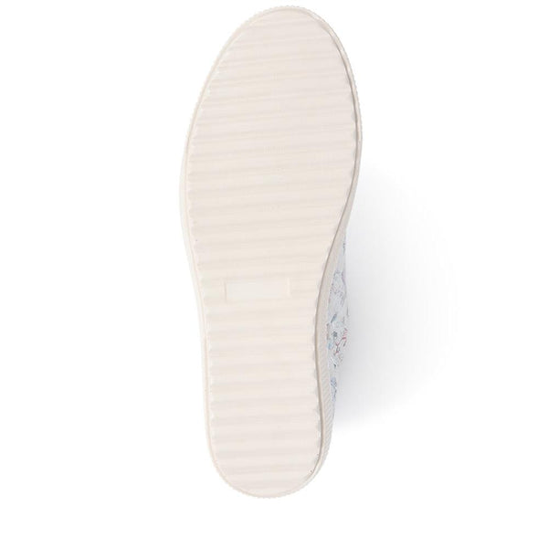 Pavers Dual Fastening Leather Trainers - White Floral