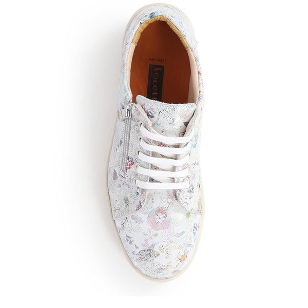 Pavers Dual Fastening Leather Trainers - White Floral
