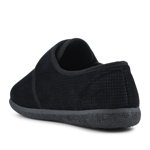 Pavers EasyFit Extra Wide Adjustable Fit Slippers - Black