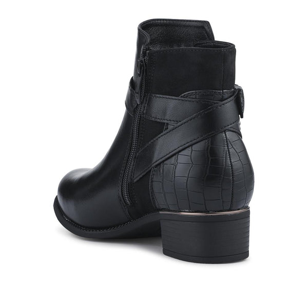 Pavers EasyFit Extra-Wide Buckled Ankle Boots - Black