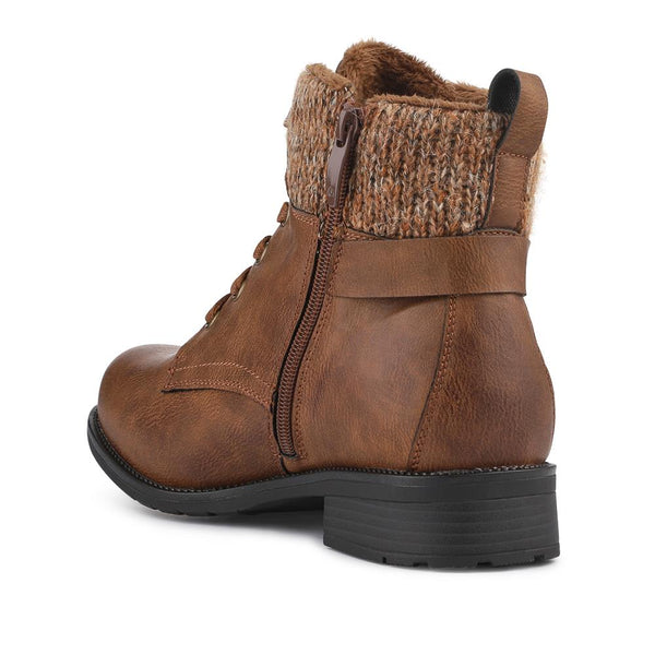 Pavers EasyFit Extra-Wide Knitted-Cuff Ankle Boots - Tan