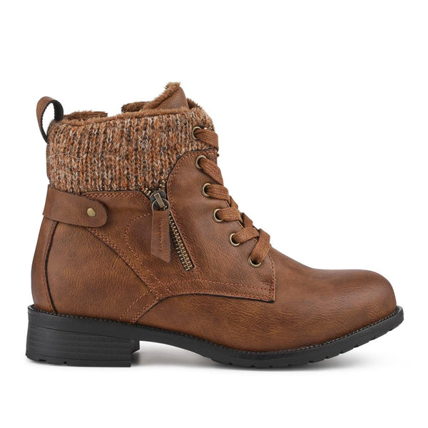 pavers EasyFit Extra-Wide Knitted-Cuff Ankle Boots - Tan