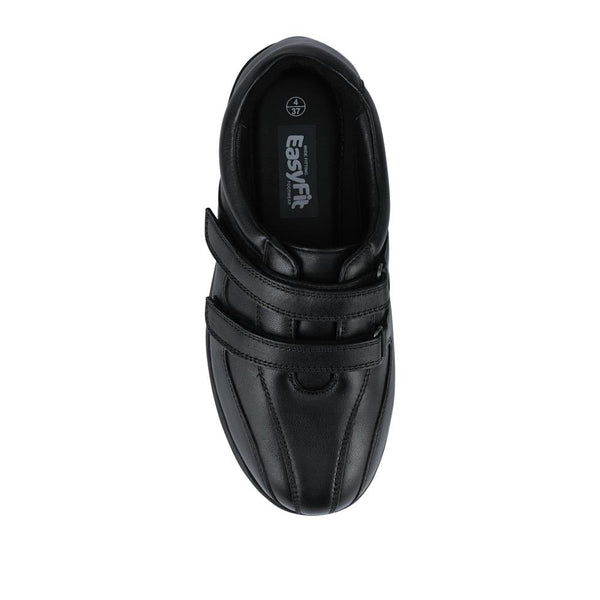 Pavers EasyFit Extra Wide Leather Touch-Fastening Shoes - Black