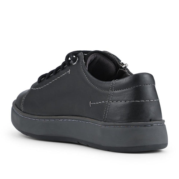 Pavers EasyFit Extra Wide Leather Zip & Lace Trainers - Black