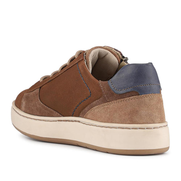 Pavers EasyFit Extra Wide Leather Zip-Up Trainers - Tan Multi