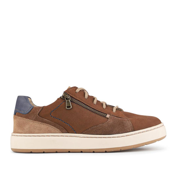pavers EasyFit Extra Wide Leather Zip-Up Trainers - Tan Multi