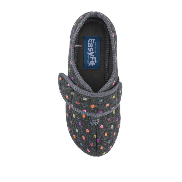 Pavers EasyFit Extra-Wide Touch-Fasten Slippers - Dark Grey