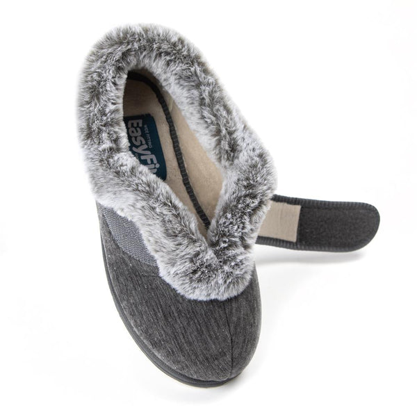 Pavers EasyFit Extra Wide Touch Fasten Slippers - Grey
